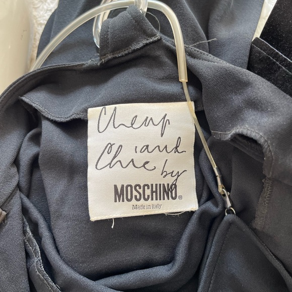 CHEAP AND CHIC MOSCHINO VINTAGE! Black Jersey Maxi Dress w/ Tubing Straps Sz 6 - Picture 7 of 8